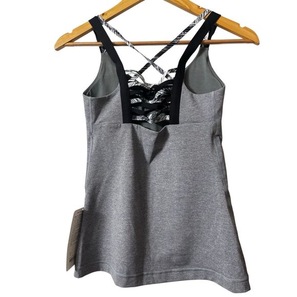 Lululemon Hot To Street Tank top Heathered Slate strappy back size 4 new - Picture 2 of 13